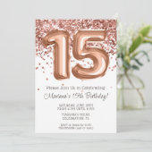 Rose Gold 15th Birthday Party Invitation (Debout devant)