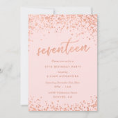 Rose Gold 17th Birthday Invitation | Faux Foil (Devant)