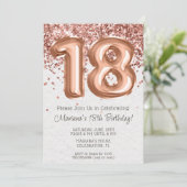 Rose Gold 18e anniversaire de fête Invitation (Debout devant)