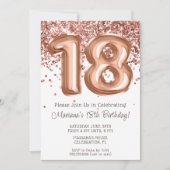 Rose Gold 18e anniversaire de fête Invitation (Devant)