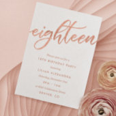 Rose Gold 18e anniversaire Invitation | Faux Foil