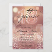 Rose Gold 18th Birthday Party Invitations pour fil (Devant)