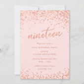 Rose Gold 19th Birthday Invitation | Faux Foil (Devant)