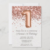 Rose Gold 1er Anniversaire Fête Invitation (Devant)