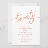 Rose Gold 20e Anniversaire Invitation Faux Foil (Devant)