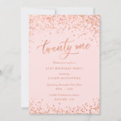 Rose Gold 21e anniversaire Invitation Faux Foil (Devant)
