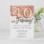 Rose Gold 40th Birthday Party Invitation (Debout devant)