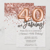 Rose Gold 40th Birthday Party Invitation (Devant / Derrière)
