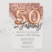 Rose Gold 50e Anniversaire Fête Invitation (Devant / Derrière)