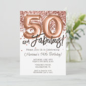Rose Gold 50e Anniversaire Fête Invitation (Debout devant)