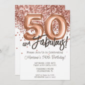 Rose Gold 50e Anniversaire Fête Invitation (Devant / Derrière)