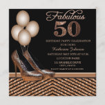 Rose Gold 50th Birthday Party Invitation<br><div class="desc">Ajoutez un peu d'étincelle à l'anniversaire de n'importe qui à 50 ans avec cette élégante invitation rose à la parties scintillant d'or. Customisez l'invitation à entrer vos informations.</div>