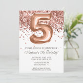 Rose Gold 5e anniversaire Fête Invitation (Debout devant)