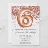 Rose Gold 6e anniversaire Fête Invitation (Devant)