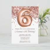 Rose Gold 6e anniversaire Fête Invitation (Debout devant)