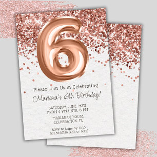 Rose Gold 6e anniversaire Fête Invitation