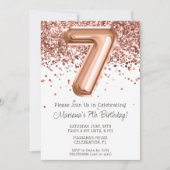 Rose Gold 7th Birthday Party Invitation (Devant)