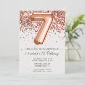 Rose Gold 7th Birthday Party Invitation (Debout devant)