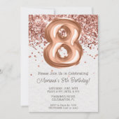 Rose Gold 8th Birthday Party Invitation (Devant)