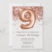 Rose Gold 9e Anniversaire Fête Invitation (Devant)