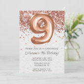 Rose Gold 9e Anniversaire Fête Invitation (Debout devant)
