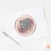 Rose Gold Aangepaste QR-code Trendy Minimalistisch Ronde Sticker (Envelop)