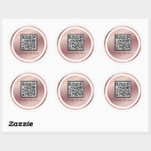 Rose Gold Aangepaste QR-code Trendy Minimalistisch Ronde Sticker (Vel)