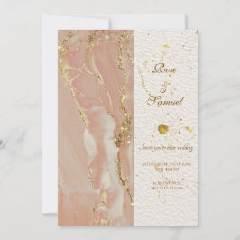 Rose Gold Alcohol Ink Elegant Wedding Invitation Kaart