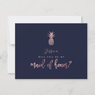 Rose Gold Ananas être ma carte de femme d'honneur