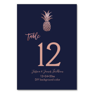 Rose Gold Ananas Mariage Numéro de table