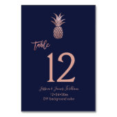 Rose Gold Ananas Mariage Numéro de table (Dos)