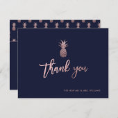 Rose Gold Ananas Merci Cartes (Devant / Derrière)