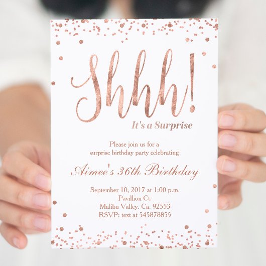 Rose Gold Anniversaire Fête Invitation