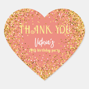 Rose Gold Anniversaire Merci Coeur Sticker