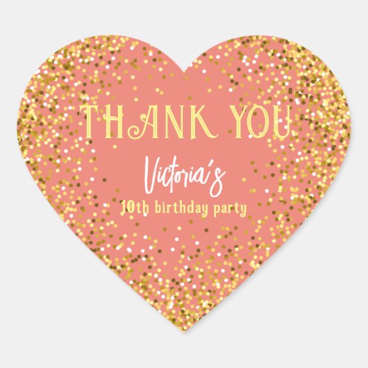 Rose Gold Anniversaire Merci Coeur Sticker (Devant)