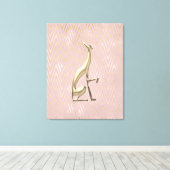 Rose Gold Art Deco Greyhound Stretched Canvas Afdruk (Insitu (Houten vloer))