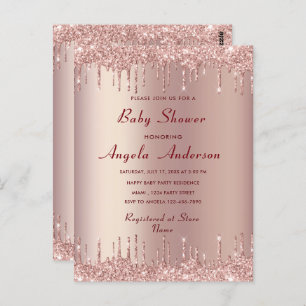 Rose Gold Baby Girl Douche Invitation Modèle