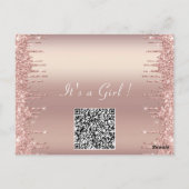 Rose Gold Baby Girl Shower Invitation avec QR Code (Dos)