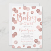 Rose Gold Baby shower invitation Confetti Girl (Devant)