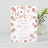Rose Gold Baby shower invitation Confetti Girl (Debout devant)