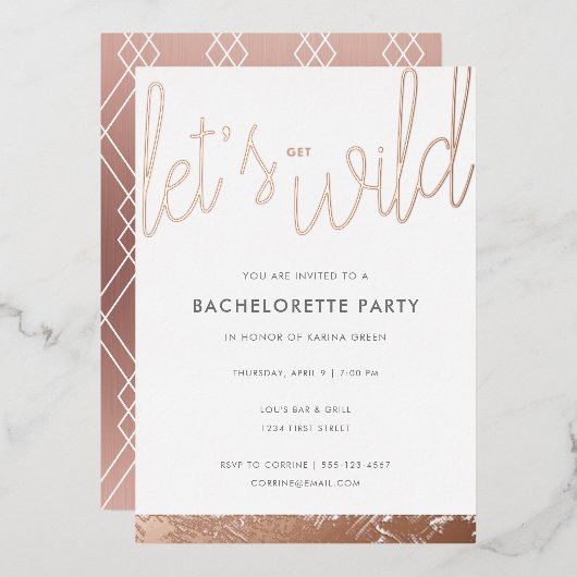 Rose Gold Bachelorette Rose Gold Foil Invitation (Recto/Verso)