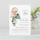 Rose Gold Balloon Flora Logo Grand Invitation (Debout devant)