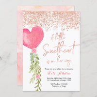 Rose Gold Balloon Valentine Baby shower Invitation