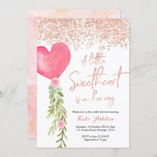 Rose Gold Balloon Valentine Baby shower Invitation