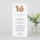 Rose Gold Balloons Sweet 16 Menu (Debout devant)