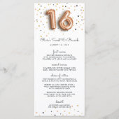 Rose Gold Balloons Sweet 16 Menu (Devant)