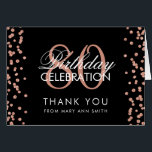 Rose Gold Black 80th Birthday Merci Parties scinti<br><div class="desc">Élégant 80e anniversaire Rose Gold Faux Parties scintillant Confetti modèle noir. Facile à utiliser et facile à personnaliser. Commandez aujourd'hui !</div>