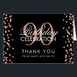 Rose Gold Black 90th Birthday Merci Parties scinti<br><div class="desc">Élégant 90e anniversaire Rose Gold Faux Parties scintillant Confetti modèle noir. Facile à utiliser et facile à personnaliser. Commandez aujourd'hui !</div>