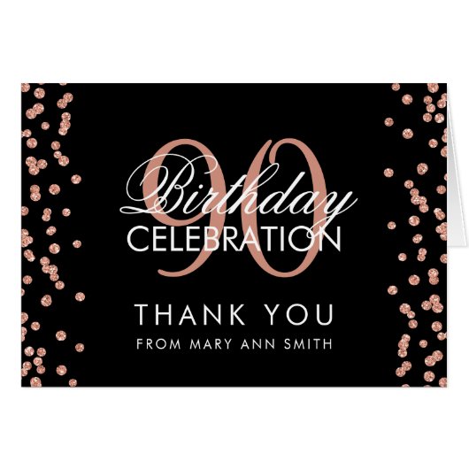 Rose Gold Black 90th Birthday Merci Parties scinti (Devant horizontal)