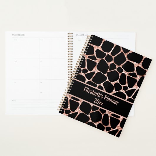 Rose Gold & Black Animal Print Personalized (Devant avec enveloppe)